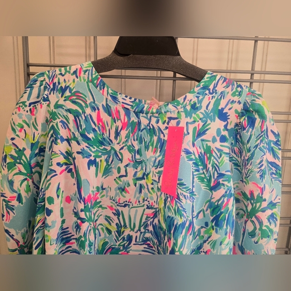 NWT Lilly Pulitzer Jansen Sweatshirt L Long Sleeve Blue Ibiza Cabana Top Shirt - Picture 7 of 11